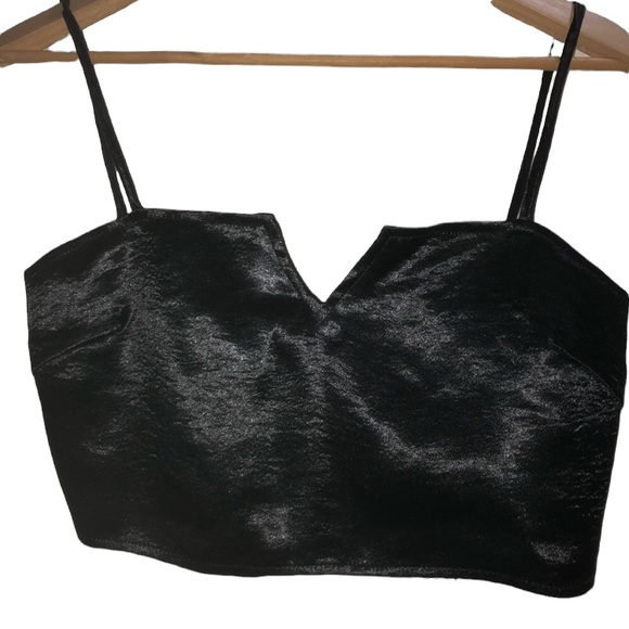 Black Satin Bralet top. Size: U.K. 10. - Picture 1 of 6